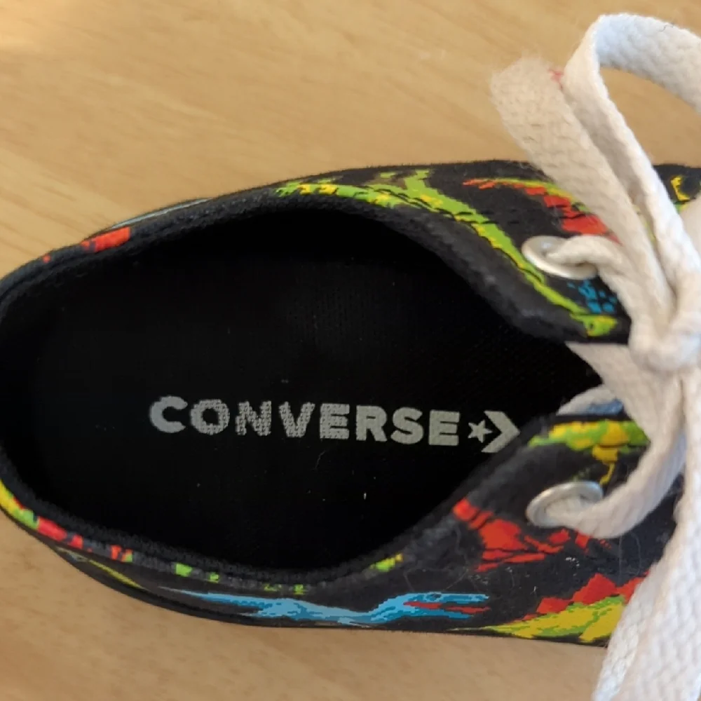 Converse Kids Sneakers with Dinosaur Print - Black and Multicolor